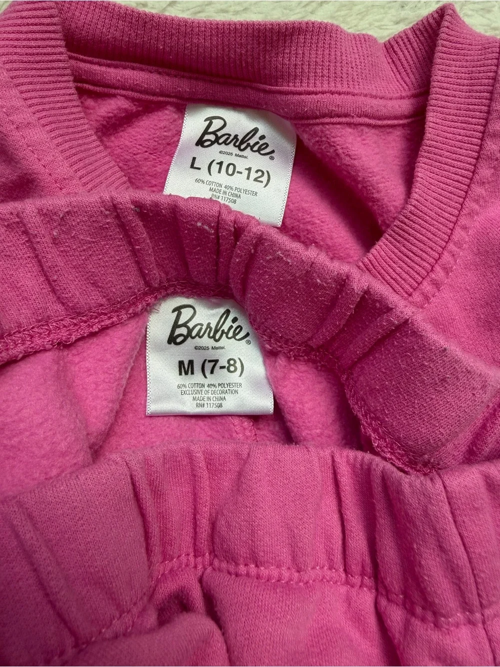 Barbie Girls Two Piece Sweater Set Pink Barbie Logo Size 7-8
